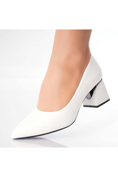 MODA STİL Women's White Heeled Shoes Made of Ecological Leather Nerina, 38
