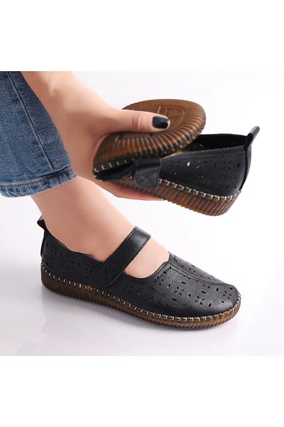 MODA STİL Women's Casual Black Shoes Made of Amata Eco-Leather, 38