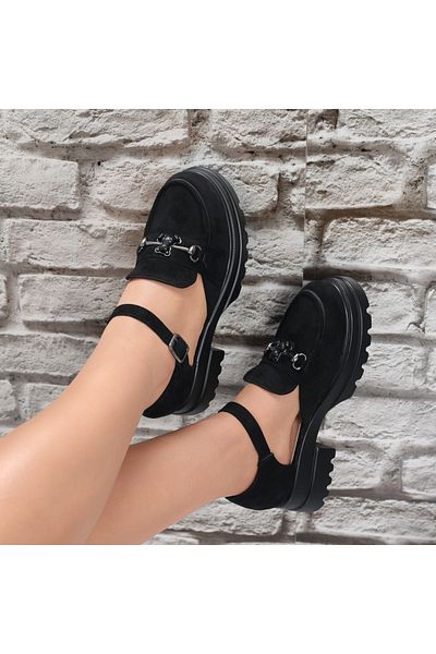 MODA STİL Women's Casual Black Shoes Made of Eco-Suede Leather Aina, 37