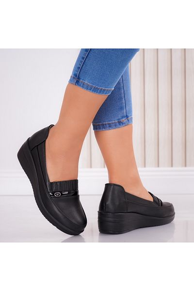 MODA STİL Women's Black Shoes Made of Atnos Eco-Leather, 38