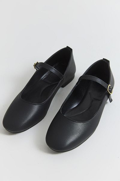 Raneel Kazançlı Alışveriş Single Strap Buckle Women's Ballerina Shoes Black