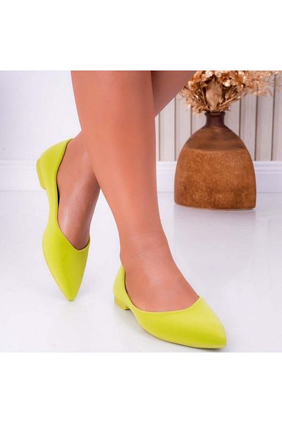 MODA STİL Women's green ballerinas made of organic leather Rolina, 36