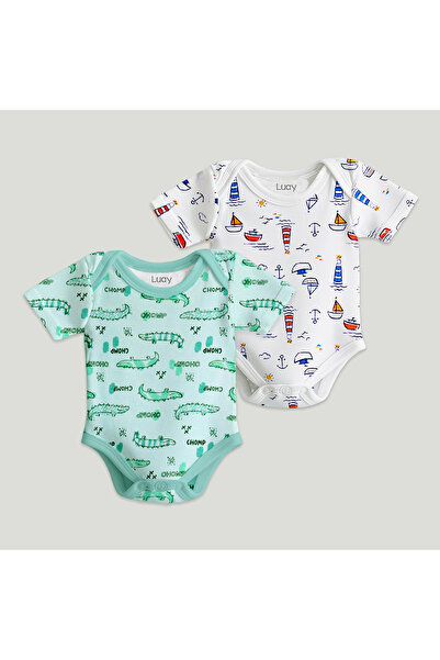 luay طقم ملابس نوم للجنسين من القطن العضوي مطبوع عليه سحلية ومنارة خضراء: عبو...