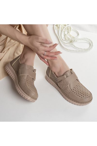 MODA STİL Women's casual khaki shoes made of tani eco-leather, 39