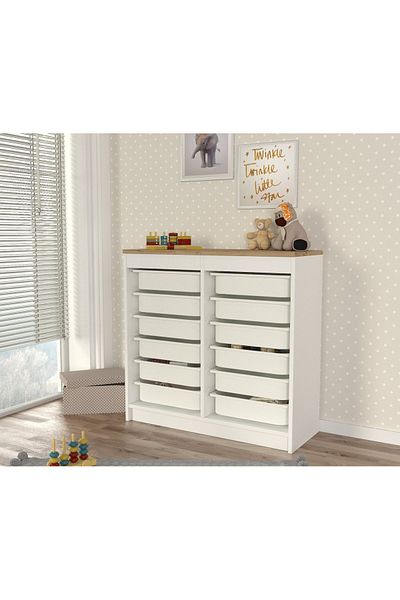 UnicUtil Toy Organizer, Compact Storage, UnicUtil, 89 x 34 x 85 cm, White-Brown – UUORG19