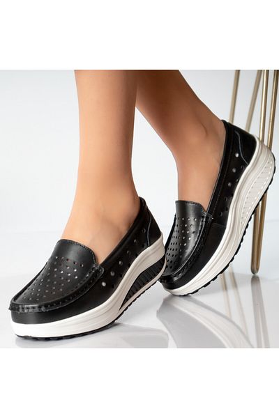 MODA STİL Women's casual shoes, black, genuine leather, pearl, 41