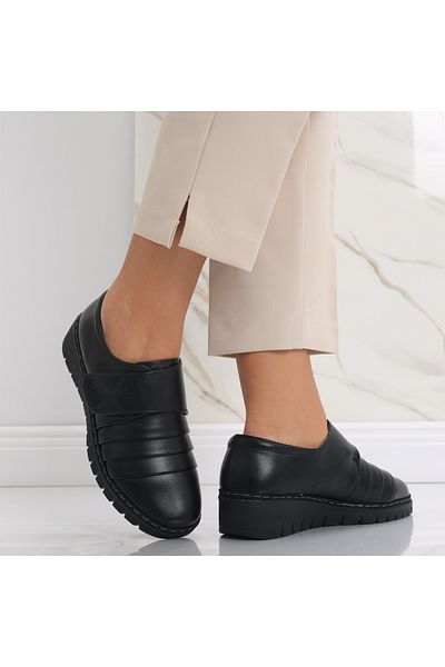 MODA STİL Women's Casual Black Shoes Made of Eco-Leather Madiha, 37