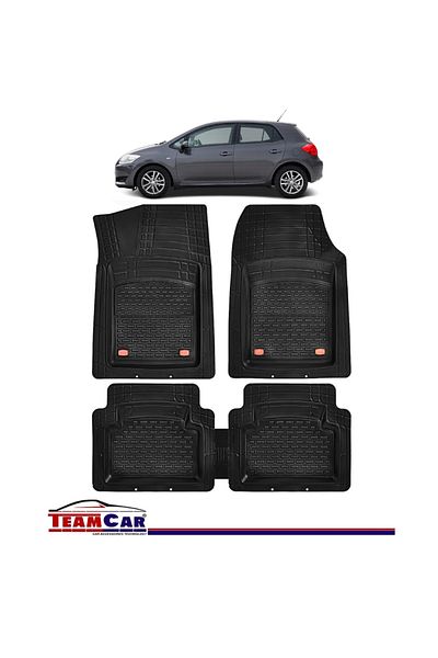 TEAMCAR ® Car Mats Tray Type Compatible Toyota Auris I (2006-2012) Black Durable Material
