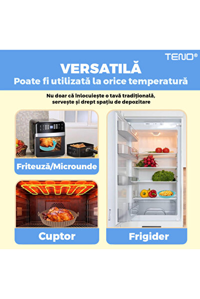 Teno Tava de Copt Rotunda Teno®, antiaderenta, rezistenta la temperaturi inalte, 21 x 17 cm, albastru