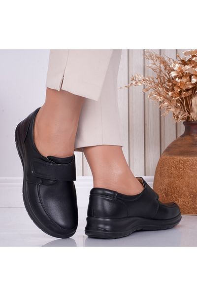MODA STİL Women's Casual Shoes Black Made of Fery Ecological Leather, 37