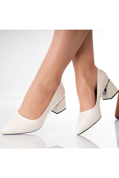 MODA STİL Women's Beige Heeled Shoes Made of Ecological Leather Nerina, 37