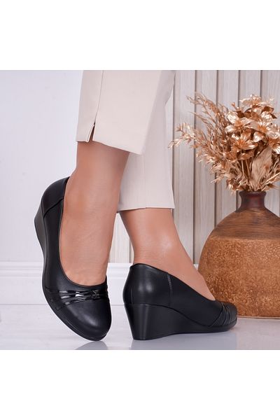 MODA STİL Women's Black Platform Shoes Made of Eco-Leather Bell, 38