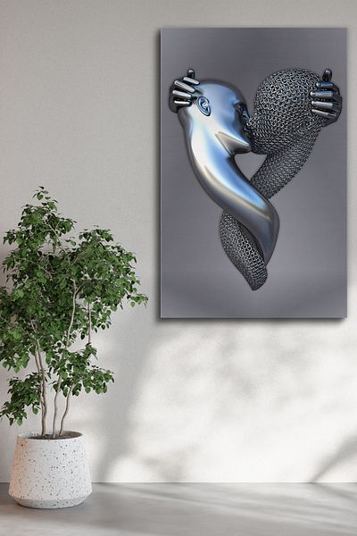 Evinemoda Modern Unification Love Themed Lover Artistic One Piece Canvas - Canvas Painting