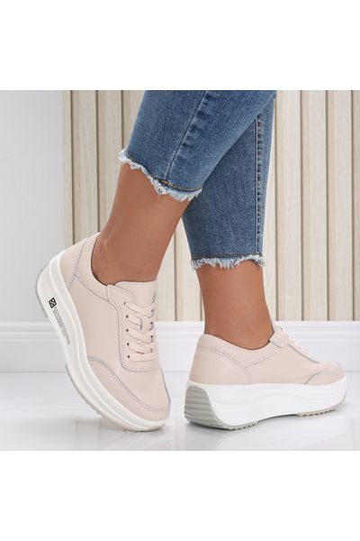 MODA STİL Women's Pink Sport Shoes Made of Natural Leather Diana, 37