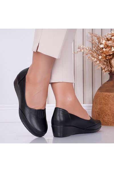 MODA STİL Women's Black Platform Shoes Made of Tara Eco-Leather, 38