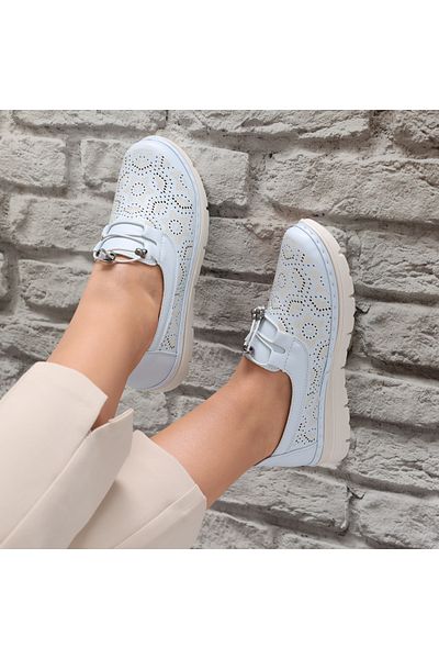 MODA STİL Women's casual shoes in blue made of Asnes ecological leather, 40