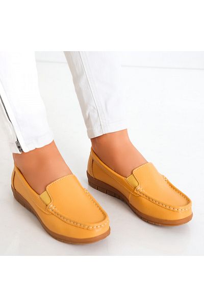 MODA STİL Women's casual shoes Camel made of natural leather Comoi, 38