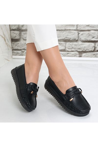 MODA STİL Women's Casual Shoes Black Made of Jinan Eco-Leather, 38