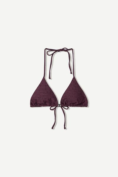 Bershka Textured triangle bikini top