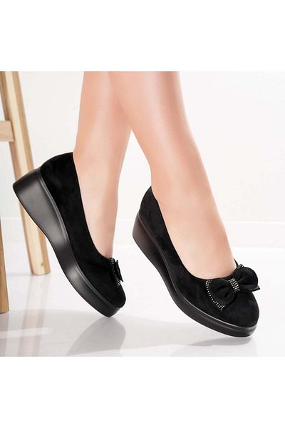 MODA STİL Aresa Women's Black Suede Platform Shoes, 40