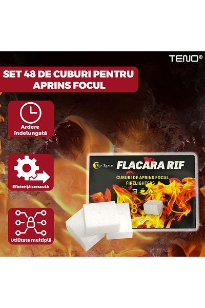 Teno Set of 48 Teno® Fire Starter Cubes, fireplaces, stoves, camping, hiking