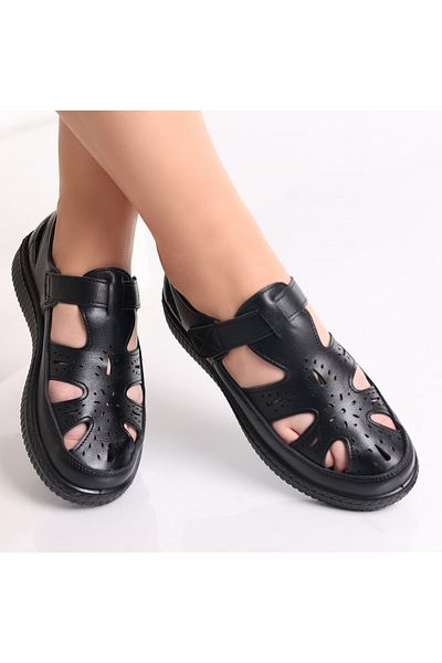 MODA STİL Women's Casual Black Shoes Made of Benia Ecological Leather, 39