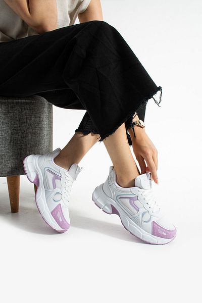 Getcho Hagrid Women's White Lilac Mesh Sports Shoes