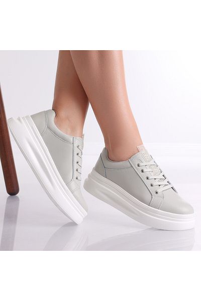 MODA STİL Women's casual shoes Light Grey made of Evoya Genuine Leather, 40