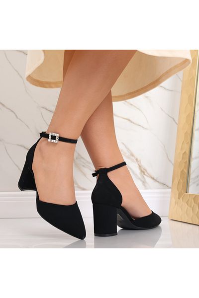 MODA STİL Women's black suede leather high heels Mason, 39