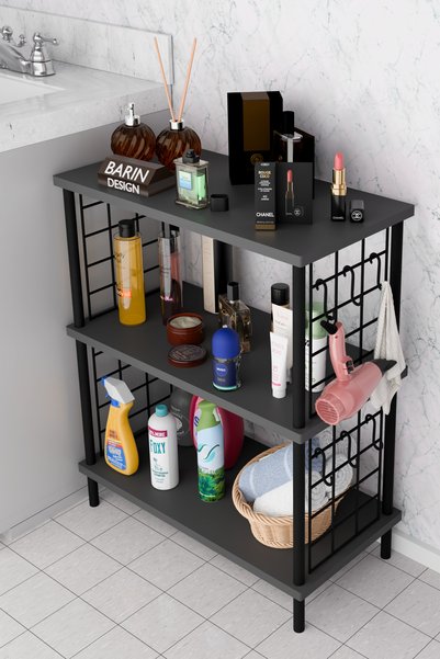 BARIN DESIGN 3-Shelf Wire Spin Assembly Multi-Purpose Bathroom Shelf Cabinet Metal Body Organizer Storage Shelf