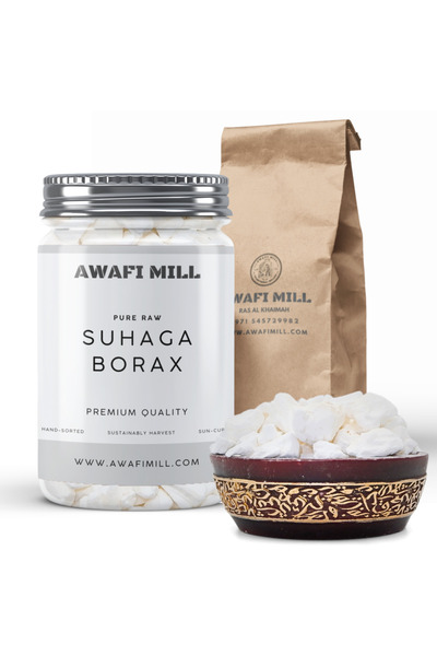 AWAFI MILL سوهاجا | بلورات بوراكس طبيعية - (زجاجة ١٠٠ غرام / ٣.٥ أونصة)