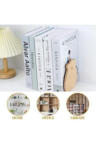 COOYA Wooden Book Stand,12x14x5CM,with Non-slip Foam Pads on the Bottom,Cute "Bear" Cutout,for Home,Office