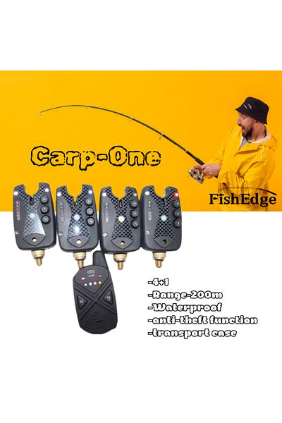 FishEdge Set profesional pentru pescuit la crap: Carp-One 4+1 alarme + comutatoare rapide cu LED, antifurt