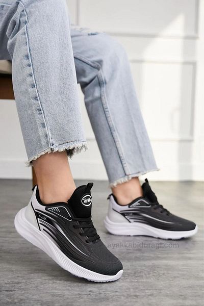Ayakkabı Durağı Women's Black White Sports Shoes Sneaker
