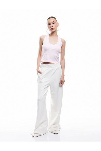 Koton Cotton Sleeveless Piping Slim Fit Cotton Halter Neck Blouse