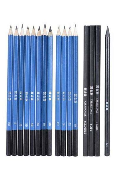 HALAMODO 32-Piece Professional Drawing Sketch Pencil Kit Blue/Black