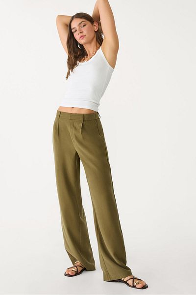 Stradivarius Fluid straight trousers with pleats