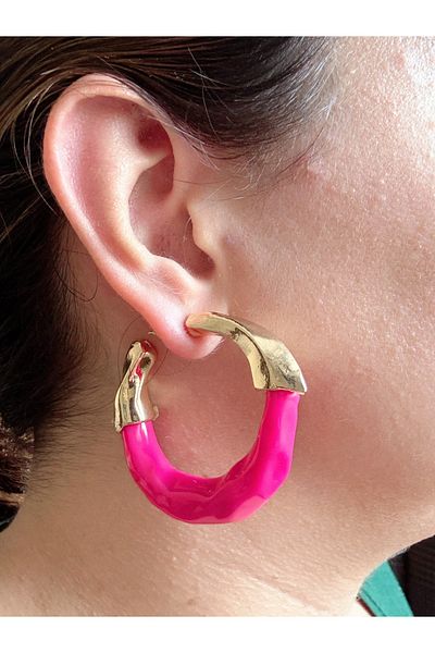 Gümüş sandık Colorful Hoop Steel Earrings, Yazzly Hoop Earrings