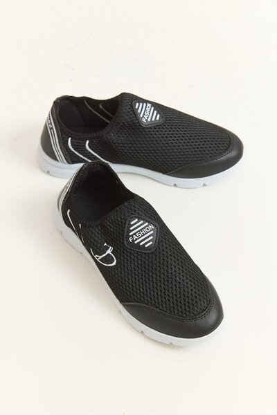 Raneel Kazançlı Alışveriş Laceless Model Comfort Sports Shoes Black White