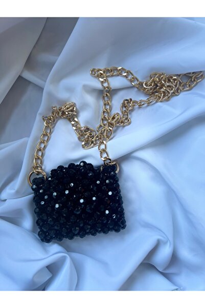 ALİA El işçiliği boncuk siyah çanta zincirli