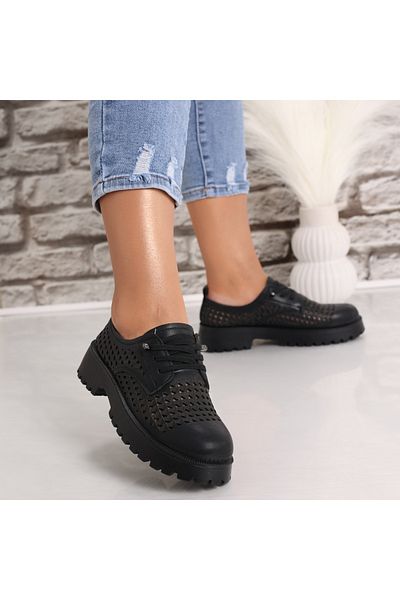 MODA STİL Women's Casual Shoes Black Made of Ecological Leather Lusina, 37
