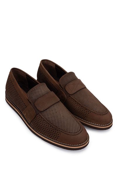 Tamer Tanca Men's Genuine Leather Brown Nubuck Loafers