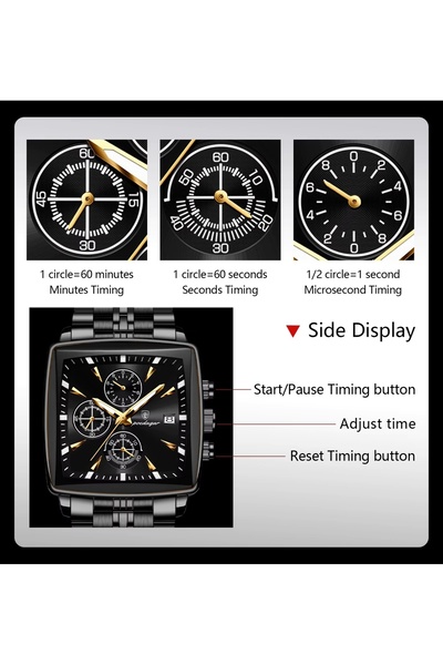 delis Ceas barbatesc Poedagar CS1820, otel inoxidabil, argintiu-auriu, cadran negru