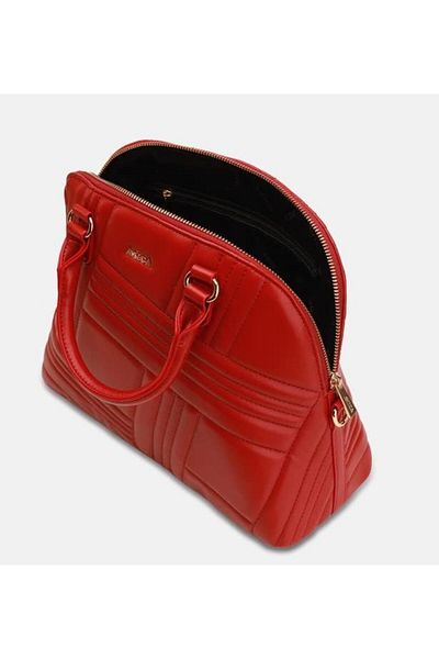 AMICA Angelina Womens Top Handle Tiles Quilted Dome Satchel Maroon Red Handbag