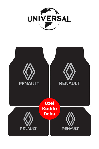 Universal Yıkanabilir Kumaş ve Taban Kalın Pvc Yeni Renault Uyumlu Oto Paspas Seti 3,4kg Kalın