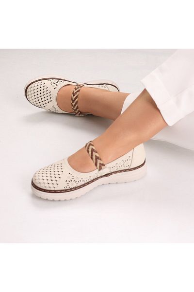 MODA STİL Women's Casual Beige Shoes Made of Eco-Leather Rimana, 38