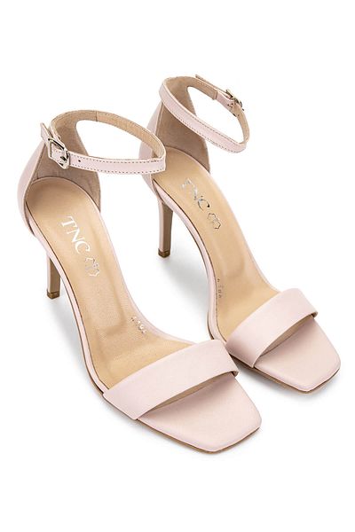 Tamer Tanca Women's Genuine Leather Pink Heeled Shoes