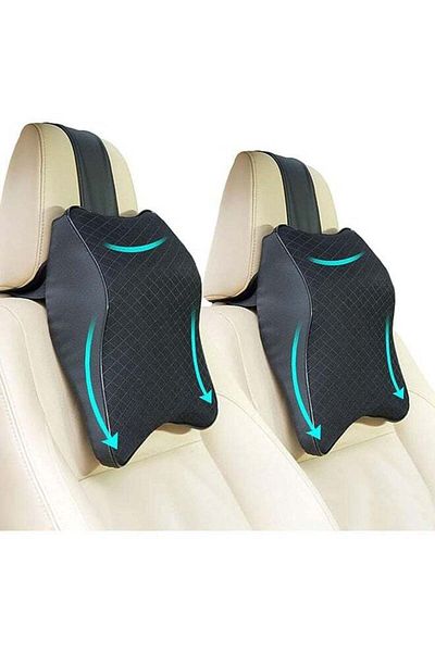 fulina Car head pillow,set of 2,memory foam,comfortable and breathable,removable and washable cover,black