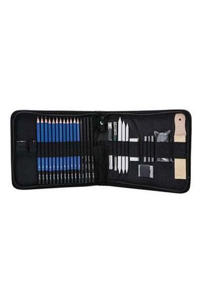 HALAMODO Pack Of 32 Professional Pencil Drawing Kit Blue/White/Black