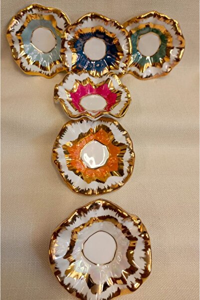 BY.RAYKA PORSELEN El Dekor Bi̇demet Porcelain Hand Painting Lucky Set